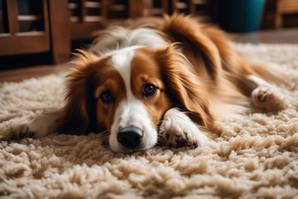 dog scratching carpet