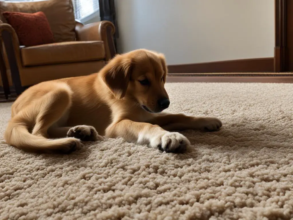 dog scratching carpet