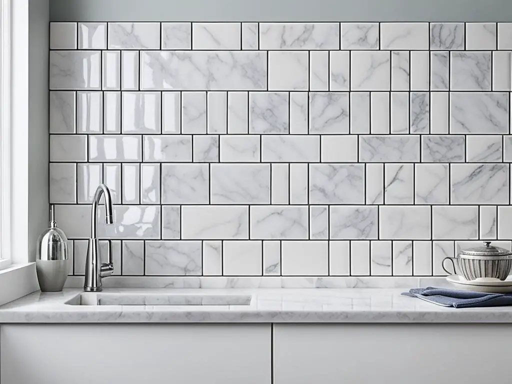 Subway tile and marble with gray grout