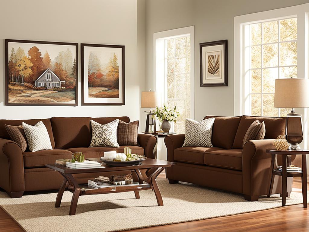 brown couch rug pairing