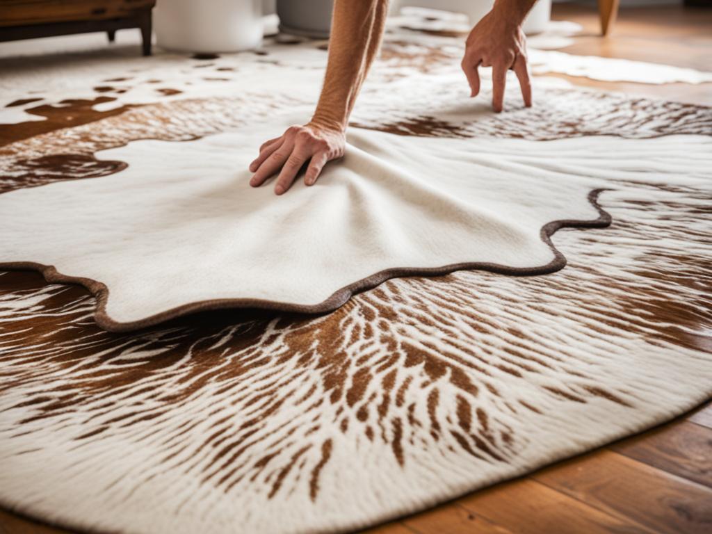 how to get creases out of cowhide rug