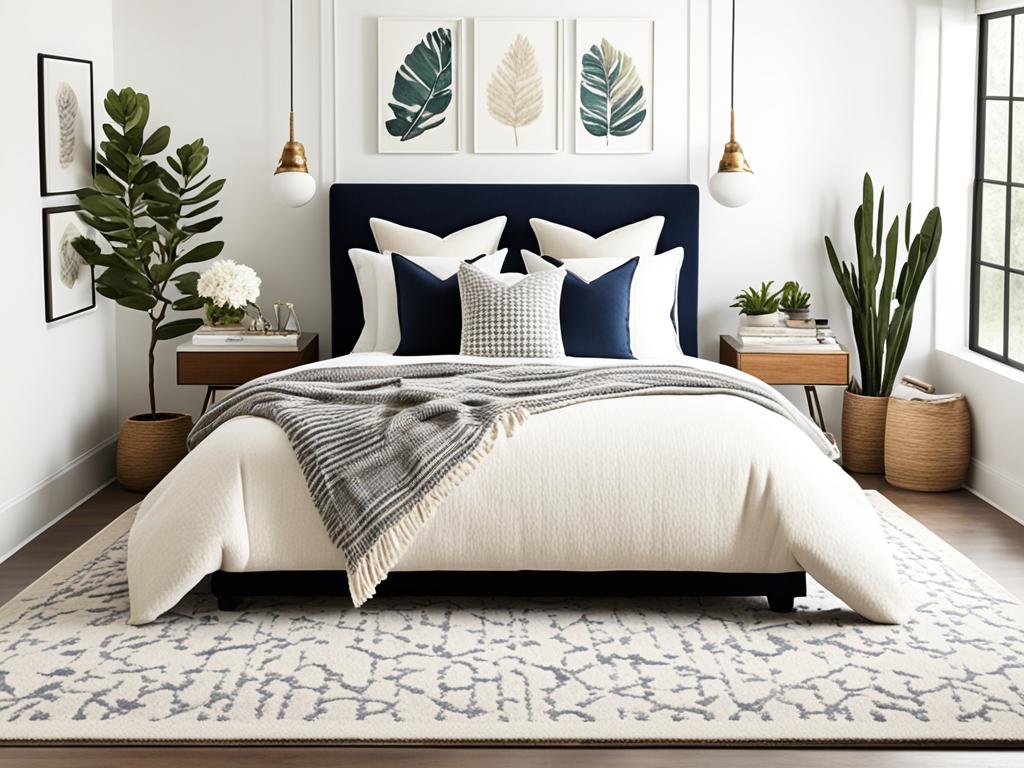 how to layer rugs in bedroom