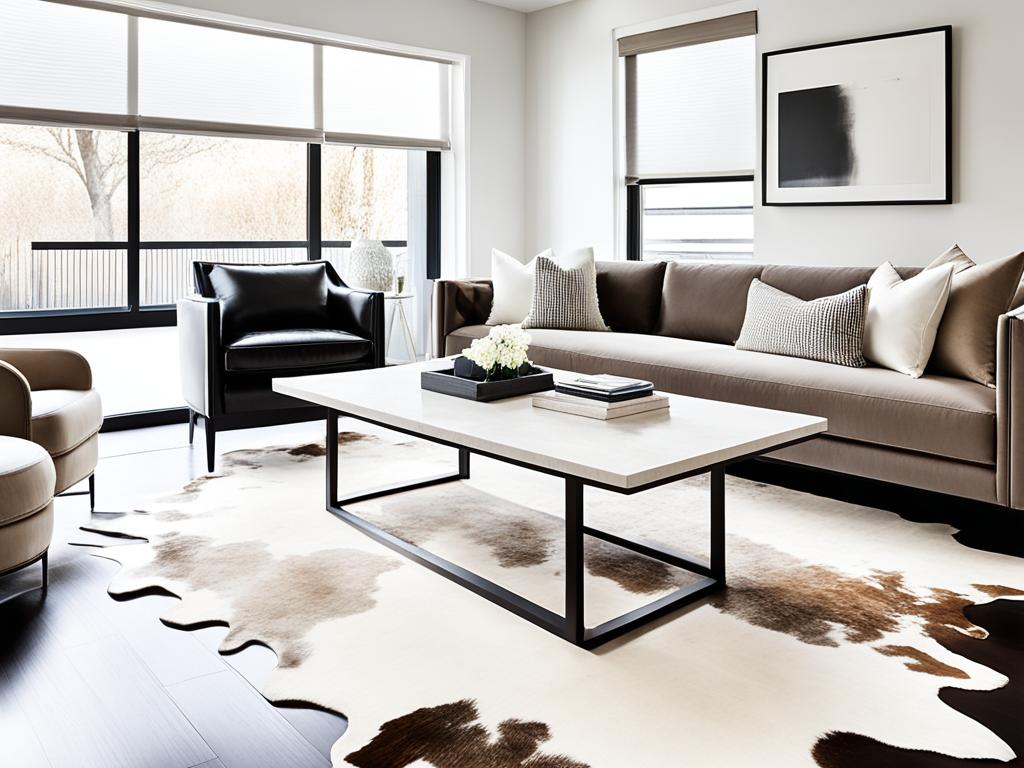 how to style a cowhide rug