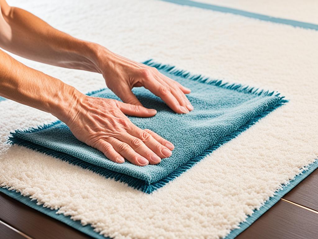 removing excess water from a pressure washed rug