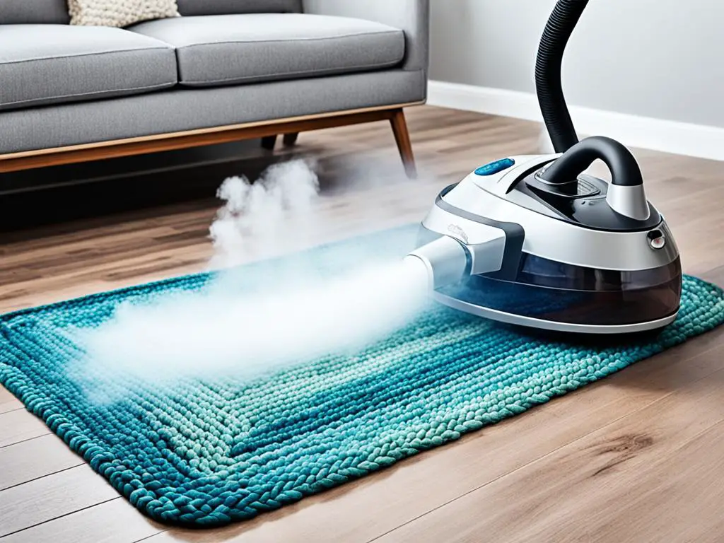 steam cleaning a braided rug