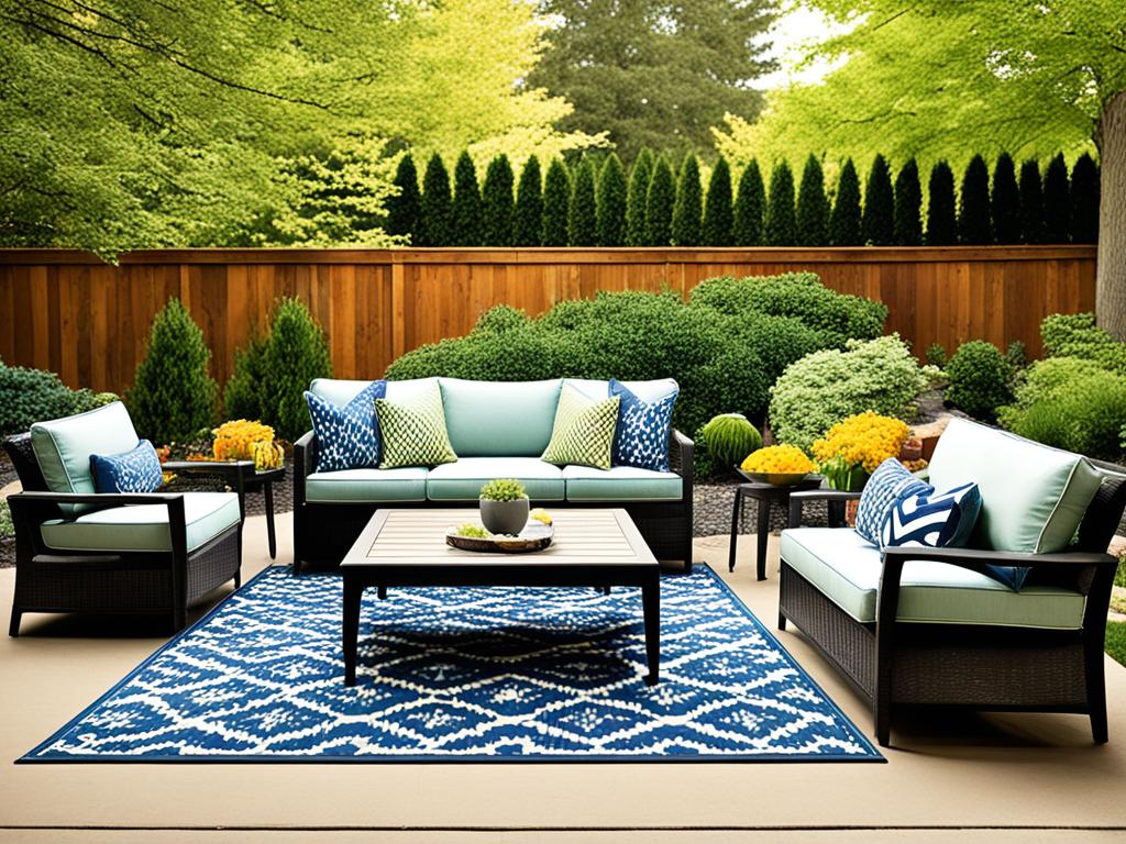 using furniture to secure outdoor rugs