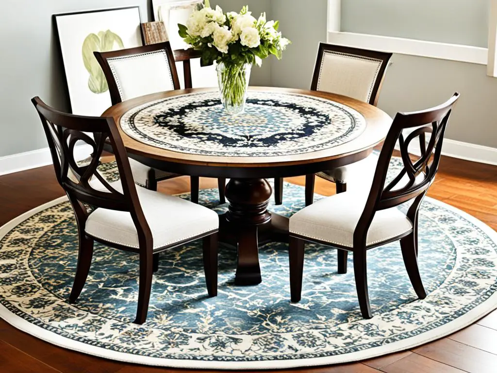 what shape rug under round table