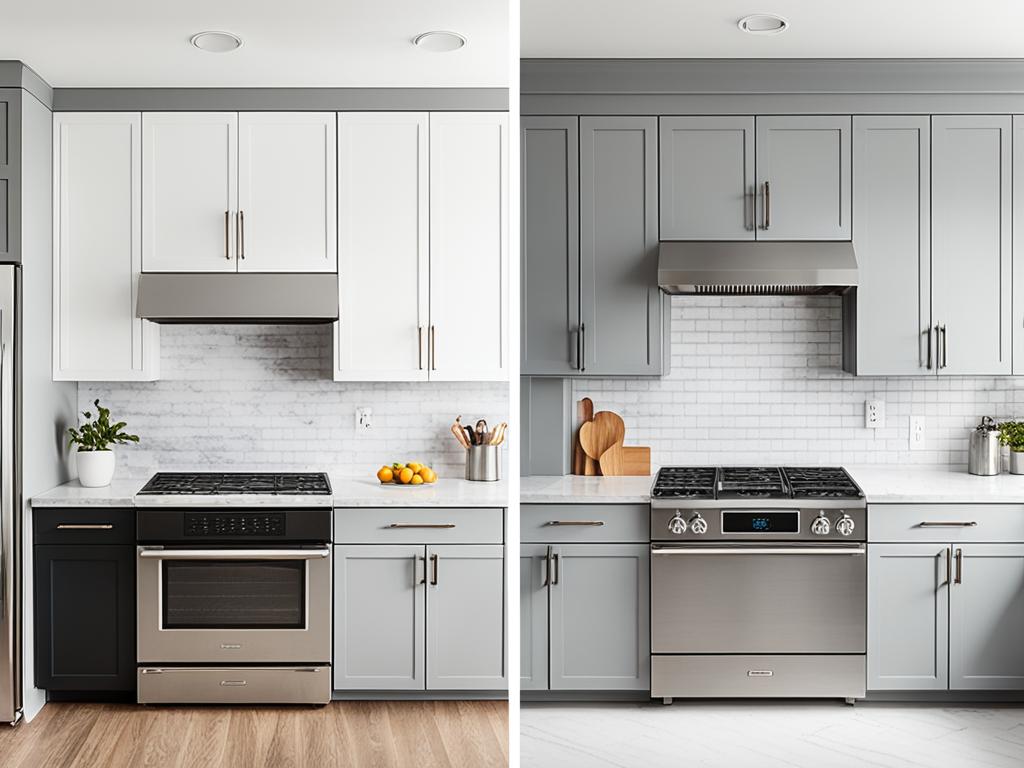 white vs gray kitchen cabinets