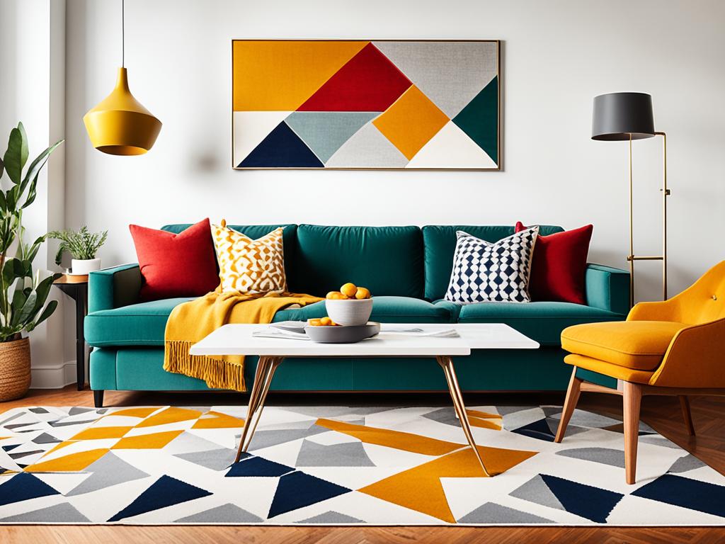 Bold Coordinating Rug Colors for Light Grey Couches