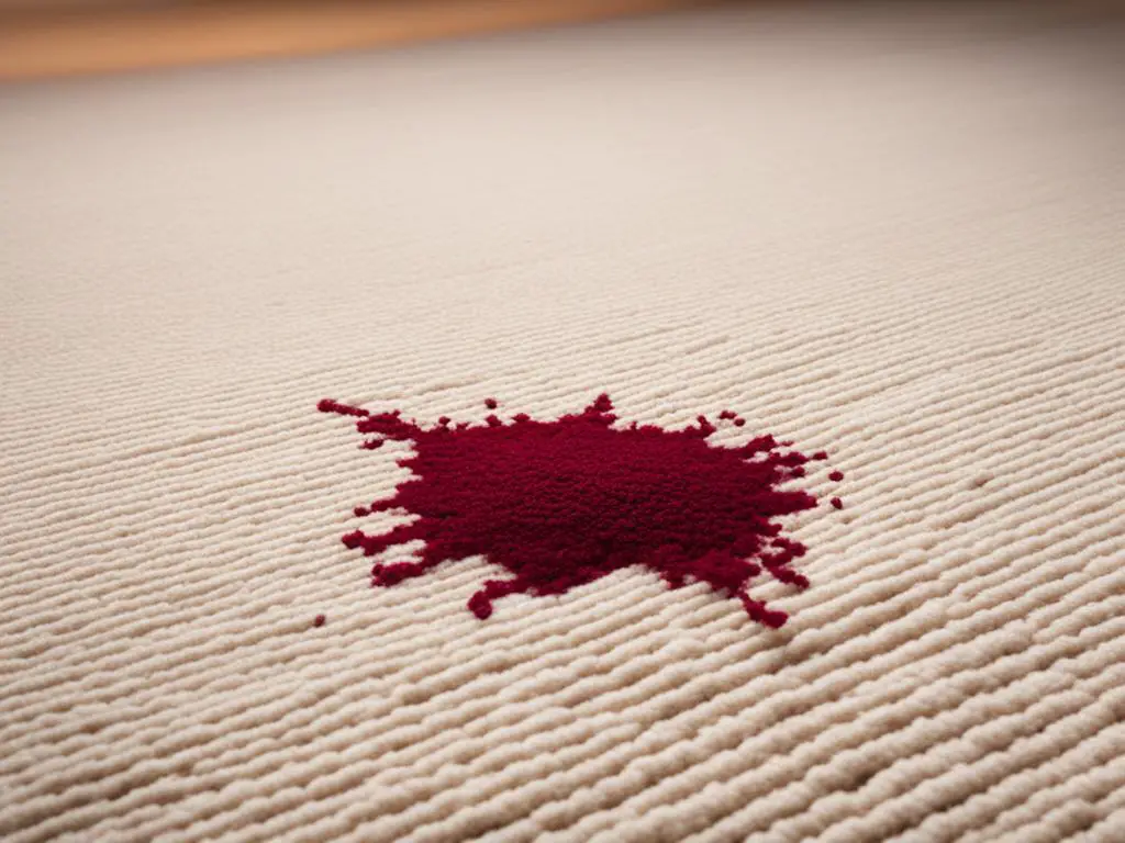 red wine spill on wool carpet