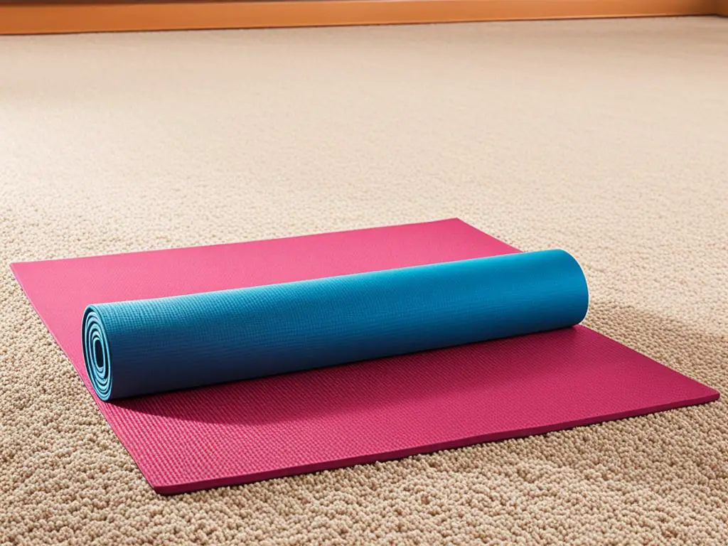 secure yoga mat on carpet